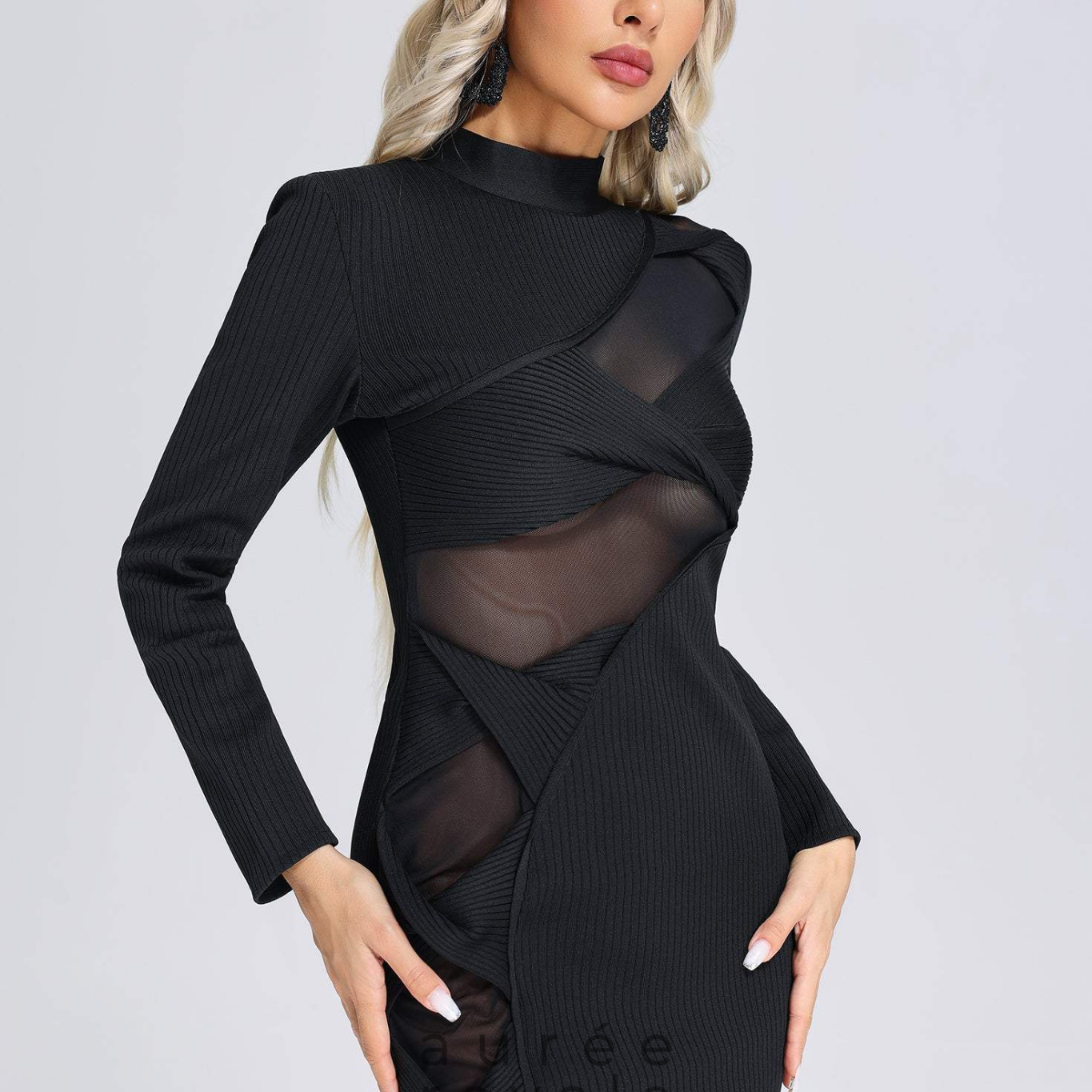 Aurelia Transparan Panelli Fit Kesim Mini Elbise