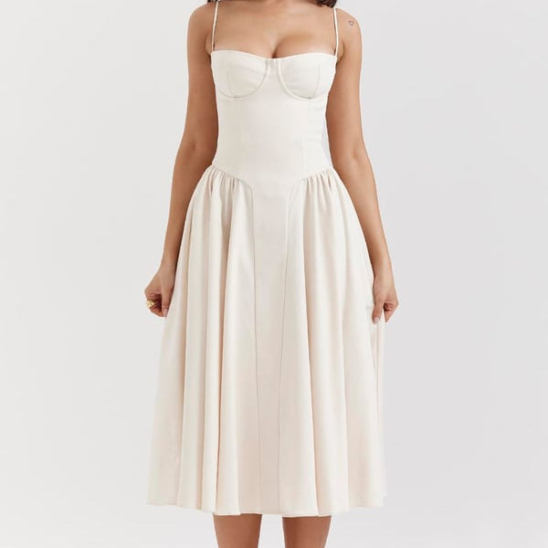 Ophelia Zarif Büstiyer Midi Elbise
