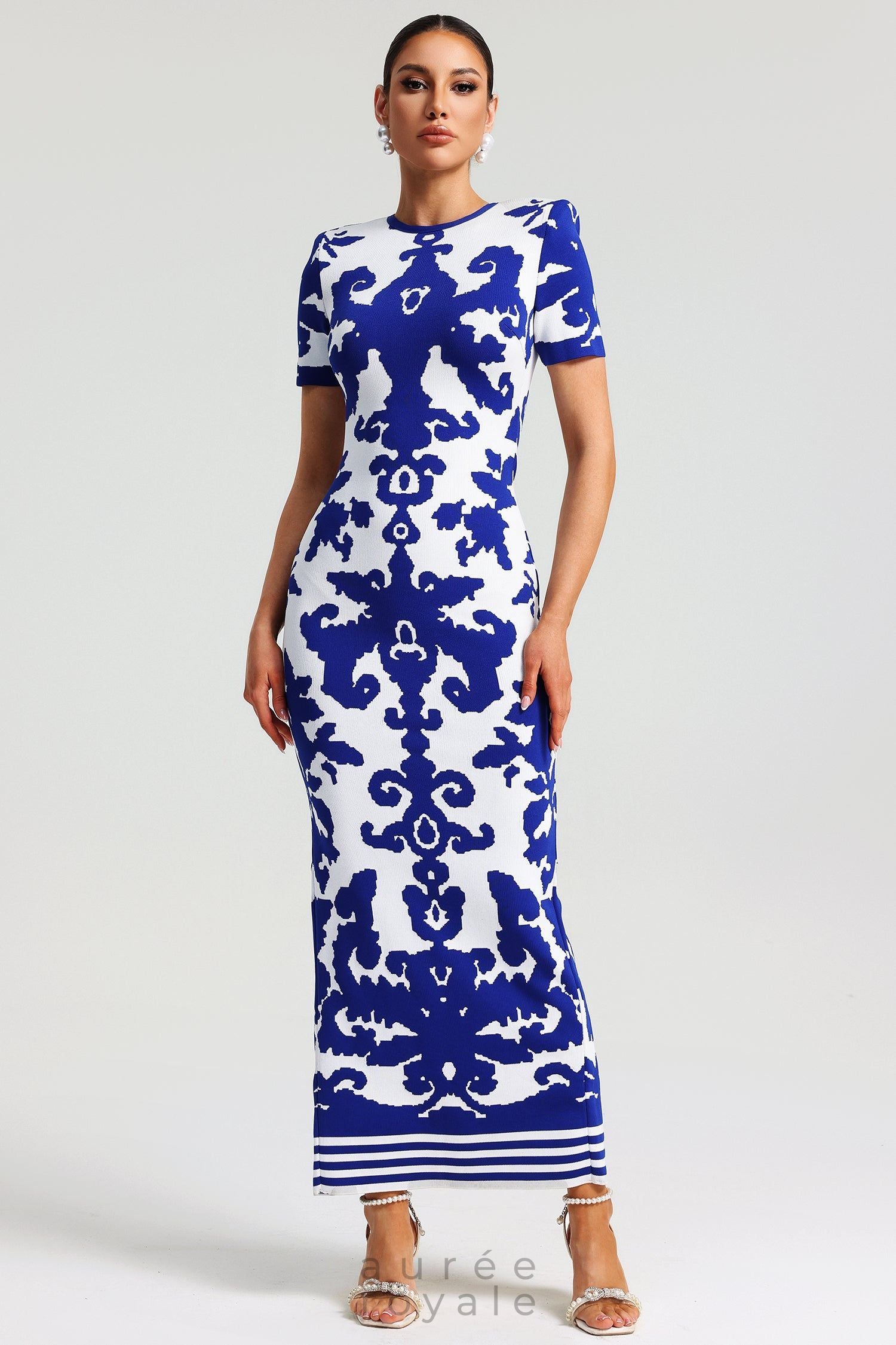 Aubrielle Kraliyet Desenli Maxi Elbise