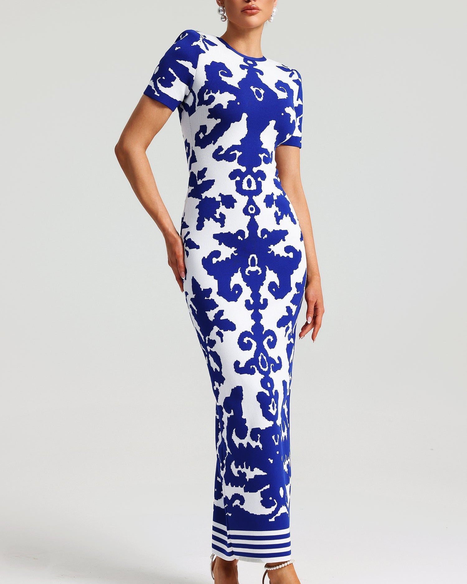 Aubrielle Kraliyet Desenli Maxi Elbise