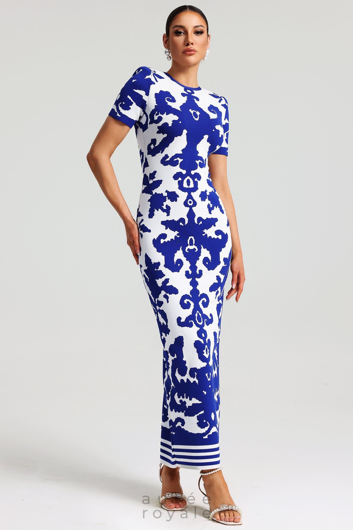 Aubrielle Kraliyet Desenli Maxi Elbise