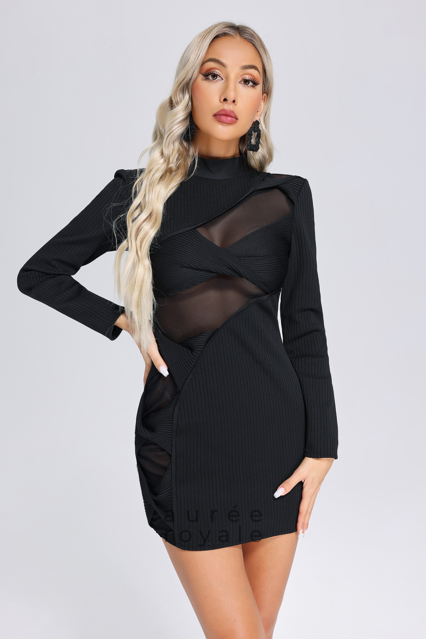 Aurelia Transparan Panelli Fit Kesim Mini Elbise