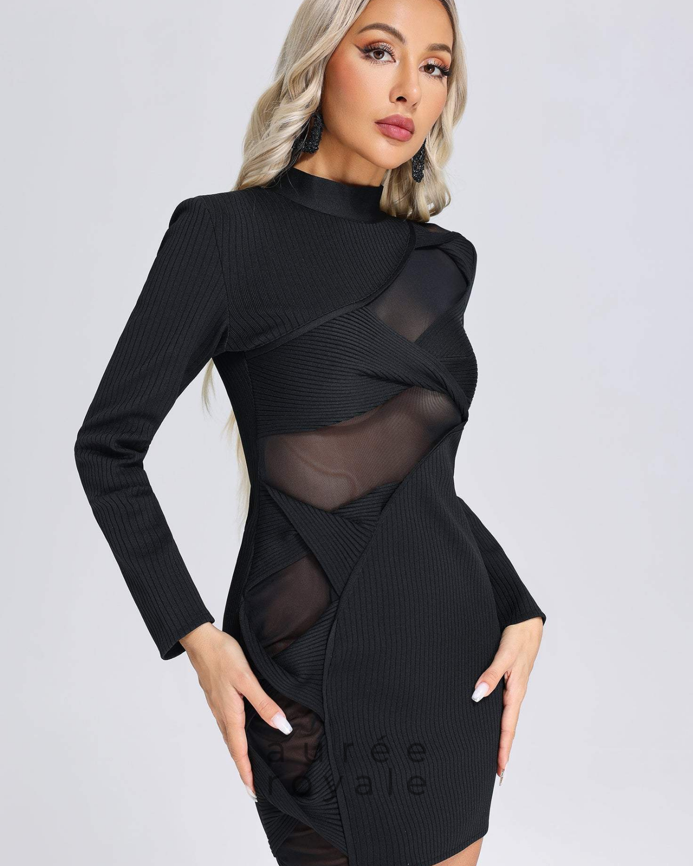 Aurelia Transparan Panelli Fit Kesim Mini Elbise