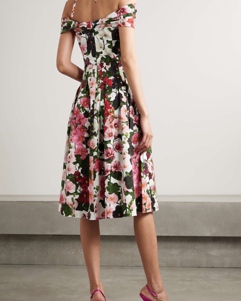 Alianora Off-Shoulder Midi Elbise