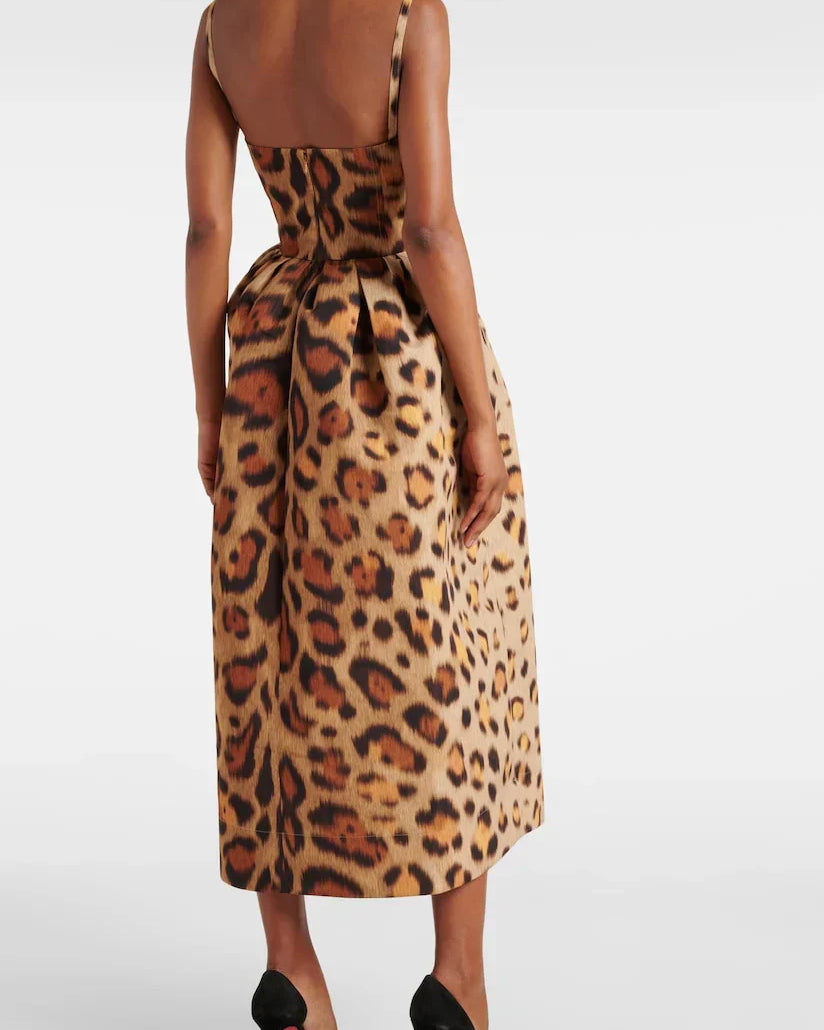 Savara Leopar Midi Elbise