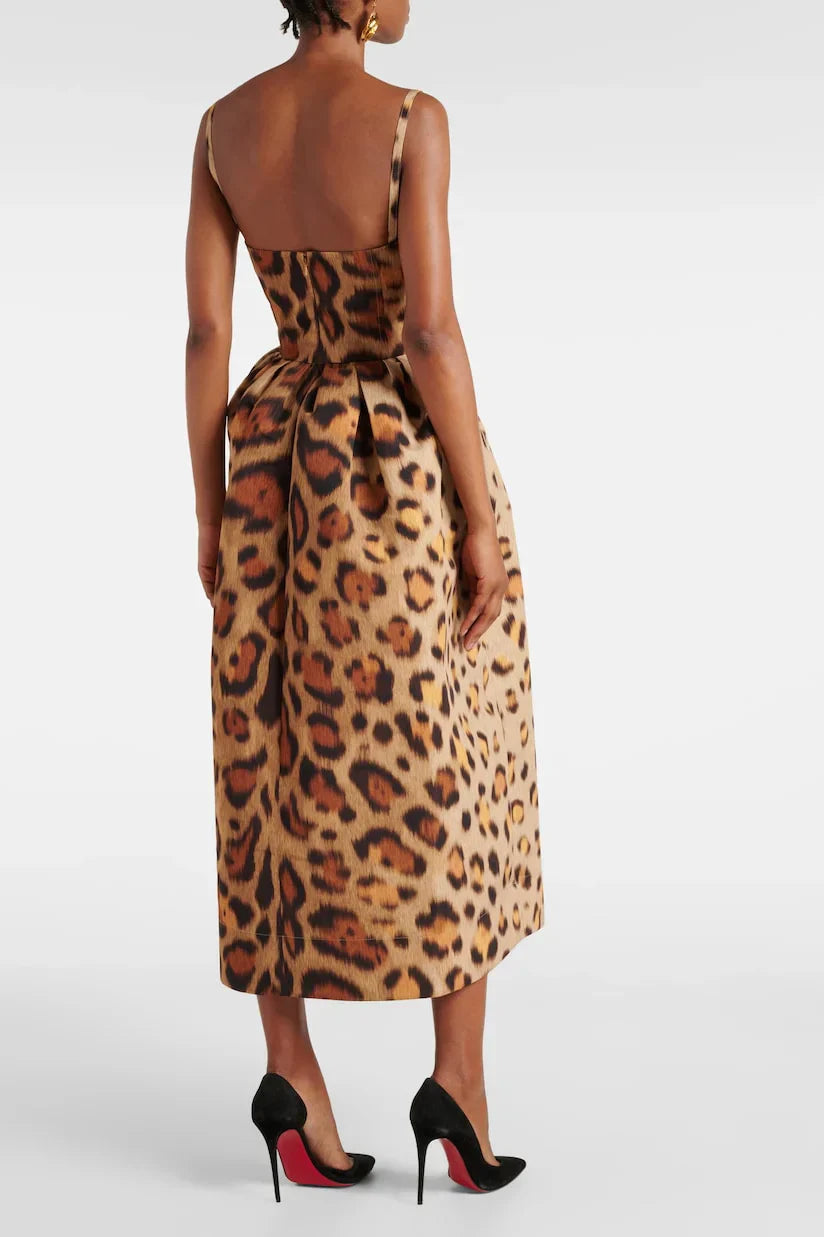 Savara Leopar Midi Elbise